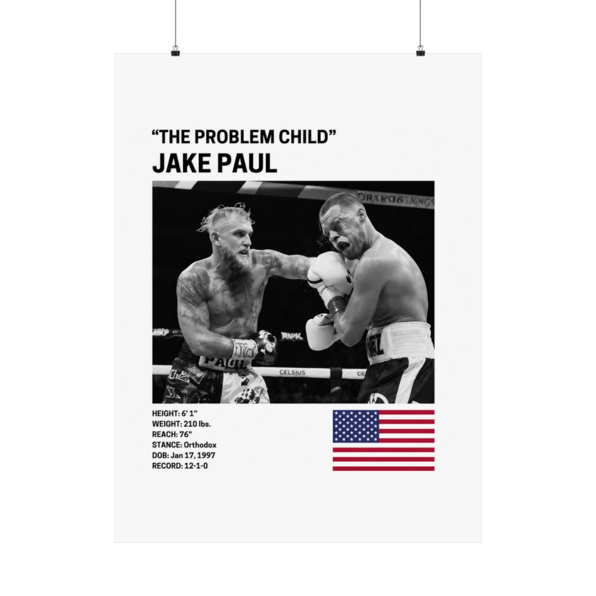 Jake Paul Poster, Boxer Fighter Wall Art Decor, The Problem Child, Boxing, Boxer