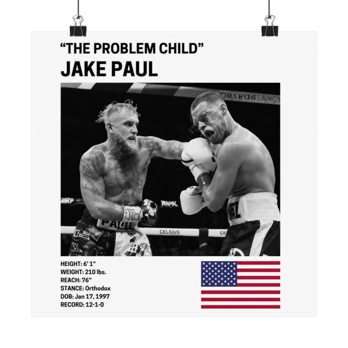 Jake Paul Poster, Boxer Fighter Wall Art Decor, The Problem Child, Boxing, Boxer