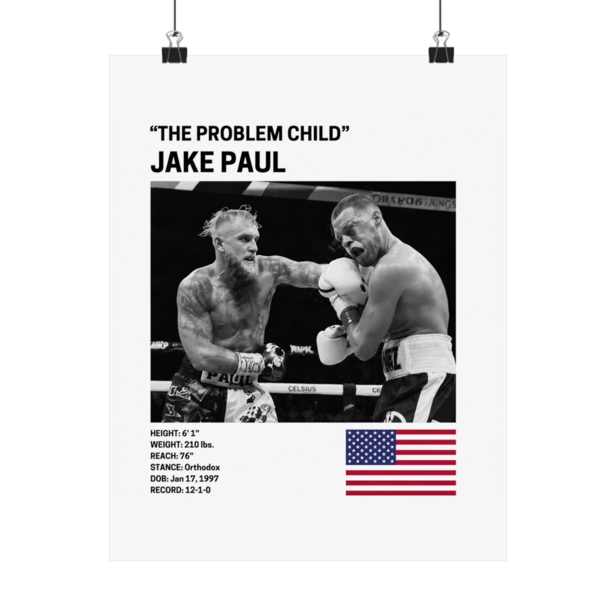Jake Paul Poster, Boxer Fighter Wall Art Decor, The Problem Child, Boxing, Boxer